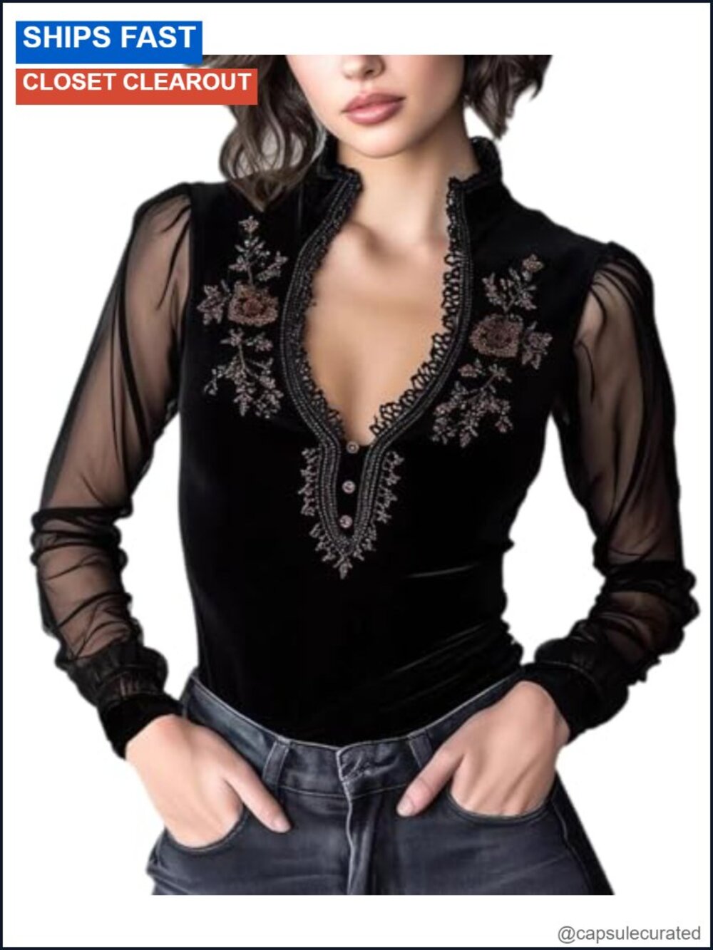 Long Sleeve Velvet Shirt Women Going Out Elegant Party Top
